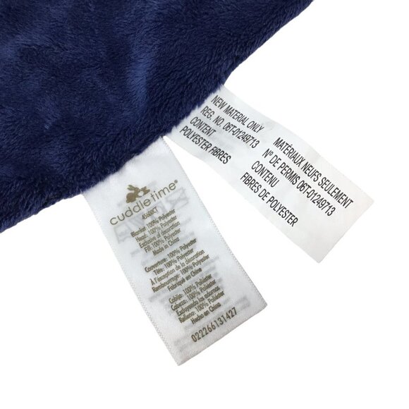 Elephant Navy Blue Cuddle Time Lovey Security Blanket Knotted Gray Satin Plush - Picture 6 of 7